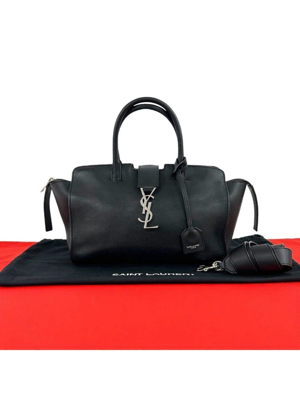 Saint Laurent with Lock Paris Baby Downtown Cabas Leather 2-Way Shoulder Bag